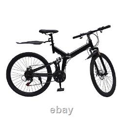 26 in Folding Mountain Bike 21-Speed MTB Bicycle Full Suspension Disc Brake Bike