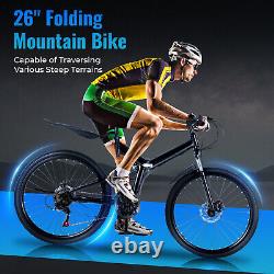 26 inch Folding Bikes Mens Mountain Bike Full Suspension Disc Brake Bicycle