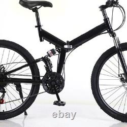26 inch Full Suspension Folding Mountain Bike 21-Speed Adult Bicycle Disc Brake