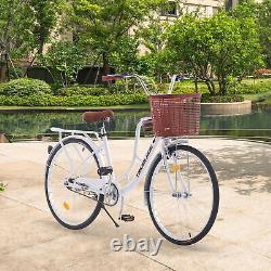26 inch Wheels Adult City Bike Ladies Women Bicycle Vintage with Basket Cycle