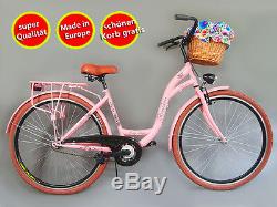 28 Zoll Damenfahrrad Amsterdam Citybike Cityrad Damenrad Klassik Vintage Rosa