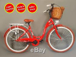 28 Zoll Damenfahrrad Amsterdam Citybike Cityrad Damenrad Klassik Vintage Rot