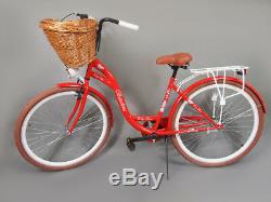 28 Zoll Damenfahrrad Amsterdam Citybike Cityrad Damenrad Klassik Vintage Rot