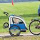 2 In 1 Child Bike Trailer Stroller Removable Canopy Kids Bicycle Transport Blue