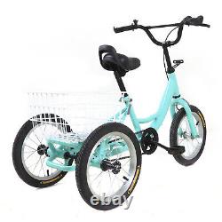 3-Wheel Bike with Shopping Basket 14'' Children Tricycle Single Speed Bicycle Kids