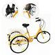 6-speed 24 Tricycle Adult Bicycle Trike Seniors 3 Wheel Bike With Basket Yellow