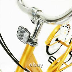 6-Speed 24 Tricycle Adult Bicycle Trike Seniors 3 Wheel Bike with Basket Yellow