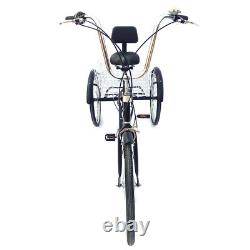 6-Speed 3 Wheel 24 Tricycle Adult Bicycle Tricycle Tricycle Bike with Basket UK