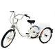 6-speed Adults Tricycle White 24inch 3 Wheel Bicycle Trike With Shopping Basket