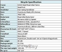 700C Road Bike 21 Speed Racing Bicycle 54cm Disc Brakes Cycling men's bikes