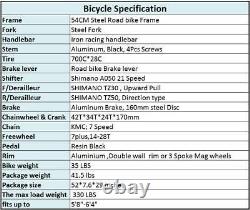 700C Road Bike Shimano 21 Speed Bicycle 54cm Disc Brakes Cycling men's bikes