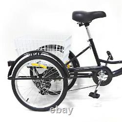 Adult 20 Mountain Trike 8 Speed 3 Wheel Bicycle Tricycle with Basket For Shopping
