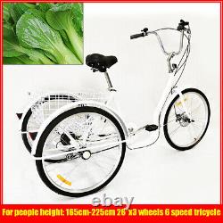 Adult Tricycle 26 Inches Cargo Trike 6-Speeds 3-Wheels Cycling Bike with Basket