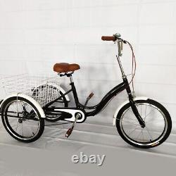 Adult Tricycle 3Wheel Bike Bicycle Single Speed Cycling with Shopping Basket Black