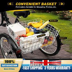 Adult Tricycle Folding Trike Bicycle 3-Wheel Bike 7-Speed Tricycle With Basket