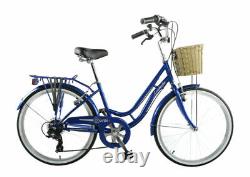 Aurai Arabella Bicycle Junior Heritage 24 Girls Bike 6Spd Shimano w Basket Navy