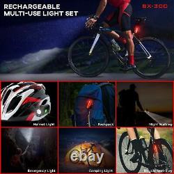 BX-300 USB Rechargeable LED Bike Light Set Front and Back Cycling Safety Ligh