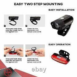 BX-300 USB Rechargeable LED Bike Light Set Front and Back Cycling Safety Ligh