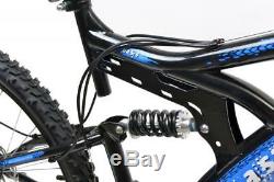 Basis 1 Full Dual Suspension Mountain Bike MTB 26 Wheel Disc Brake 18 Sp Blue