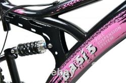Basis 1 Full Dual Suspension Mountain Bike MTB 26 Wheel Disc Brakes 18 Sp Pink