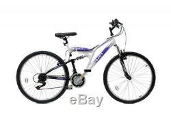 Basis 2 Full Dual Suspension Ladies Mountain Bike 26 Wheel 18 Sp White Purple