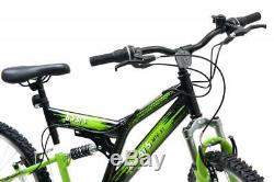 Basis 2 Full Dual Suspension MTB Mens Unisex Mountain Bike 26 Wheel 18 Sp Green