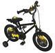 Batman Kids 14in Bike Bicycle With Stabilisers Black Yellow Cycling