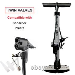 Bike Cycle Bicycle Tyre Hand Air Mini Pump Pressure Gauge & Presta Shrader Valve