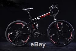 Black 26 alloy spoke folding suspention Mountain Bike bicycle 21S shimano F5