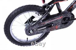 Boys Spider Bike 16 Wheel Kids BMX Bicycle Black Red Spider Web Graphics Age 5+