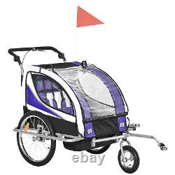 Child Bike Trailer Baby Bicycle Trailer for 2 Kids 360° Rotatable with LED