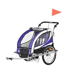 Child Bike Trailer Baby Bicycle Trailer for 2 Kids 360° Rotatable with LED