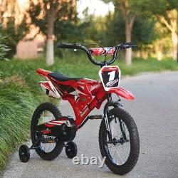 Children Kids Moto Bike 16'' Wheels Cool Bicycle For Boys Girls With Stabilisers