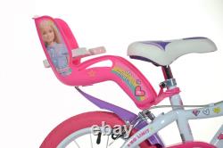 Children's Outdoor Bicycle 16 Doll Carrier Dino Bike with Removable Stabilisers