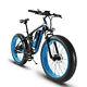 Cyrusher Blue Electric Mountain Bike Bicycle 1000w 48v Dual Suspension Fat Ebike