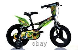 Dino Dinosaur 14 Kids Single Speed Bike Boys Bicycle Black Stabilisers 614L-DS