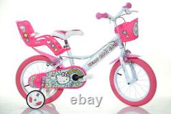 Dino Hello Kitty Kids Girls Bike Bicycle 14 Spoked Wheel w Doll Carrier