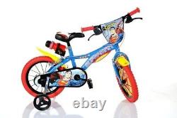 Dino Superman Kids Bike 14 Wheel Cycling Bicycle Single Speed Blue Red