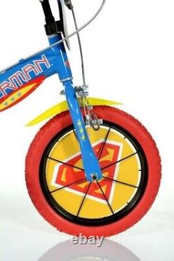 Dino Superman Kids Bike 14 Wheel Cycling Bicycle Single Speed Blue Red