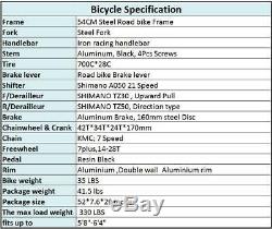 Eurobike Mens Road Bike 54cm Shimano 21 Speed Disc Brake Cycling Bicycle 700C