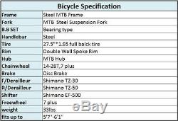 Eurobike S7 27.5 Mountain Bike 21 Speed Full Suspension Mens Bicycle Medium MTB
