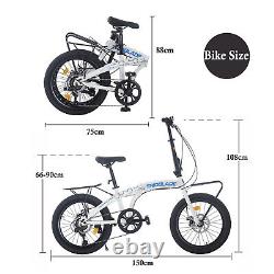 Folding Bicycle 20'' Bike Adults 7-Speed Variable City Bicycle Front&Back Rack