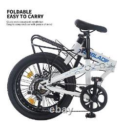 Folding Bicycle 20'' Bike Adults 7-Speed Variable City Bicycle Front&Back Rack