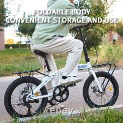 Folding Bicycle 20'' Bike Adults 7-Speed Variable City Bicycle Front&Back Rack