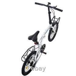 Folding Bicycle 20'' Bike Adults 7-Speed Variable City Bicycle Front&Back Rack