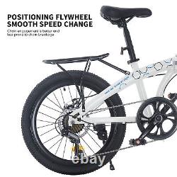 Folding Bicycle 20'' Bike Adults 7-Speed Variable City Bicycle Front&Back Rack