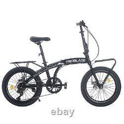 Folding Bicycle 20'' Bike for Adults 7-Speed Variable Bike with Front&Rear Rack