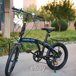 Folding Bicycle 20'' Bike for Adults 7-Speed Variable City Bike Front&Rear Rack