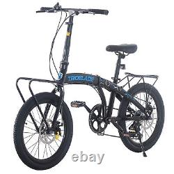Folding Bicycle 20'' Bike for Adults 7-Speed Variable City Bike Front&Rear Rack