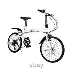 Folding Bike Foldable City Bike for Adult 20 Commute Bicycle 6 Speed Gear White